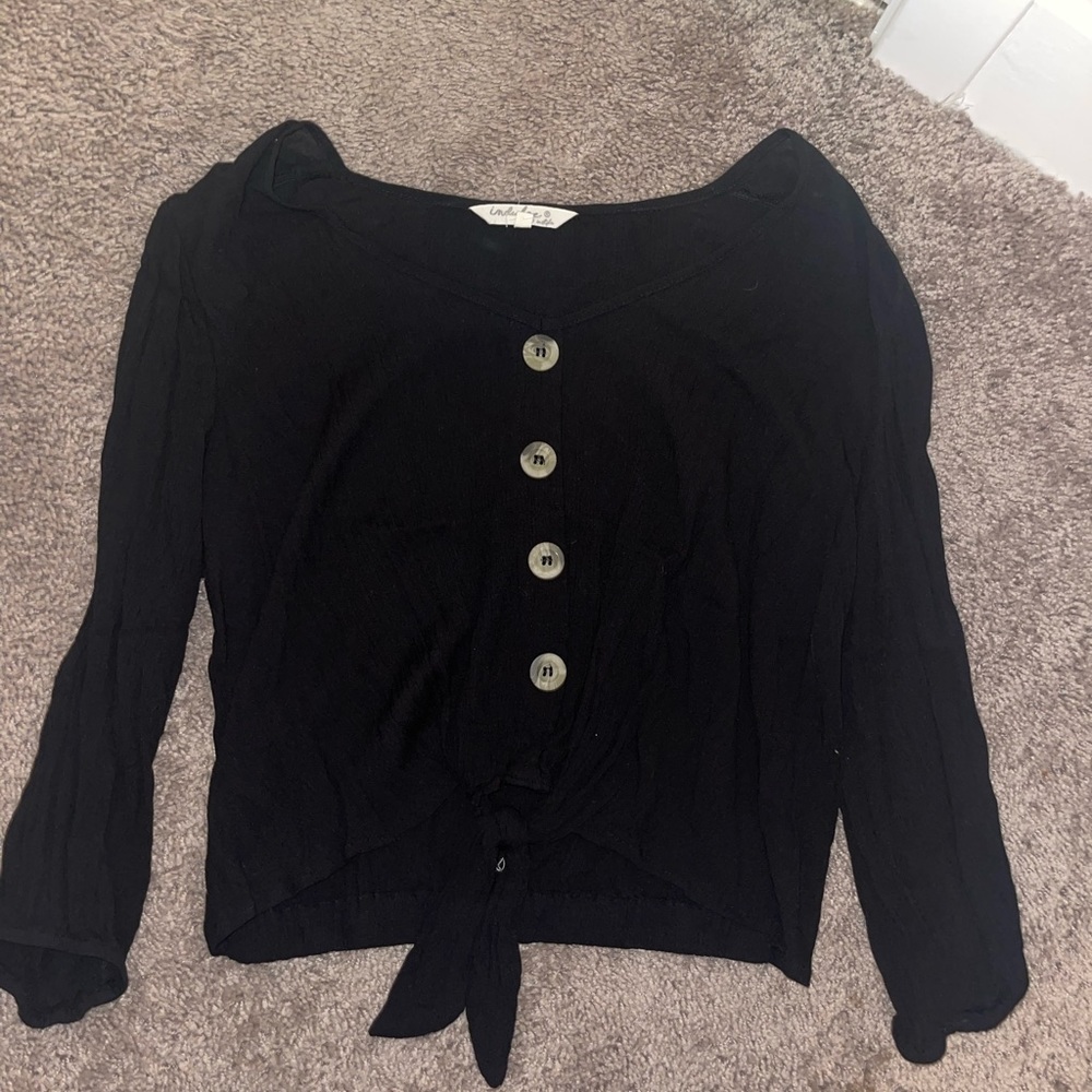 Indulge black button long sleeve